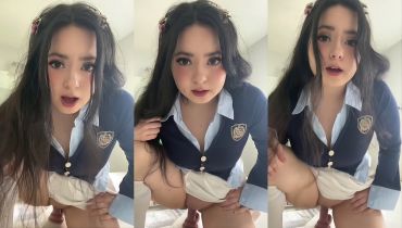 School Uniform Solo: Lyssanx Rides The Dildo Hard
